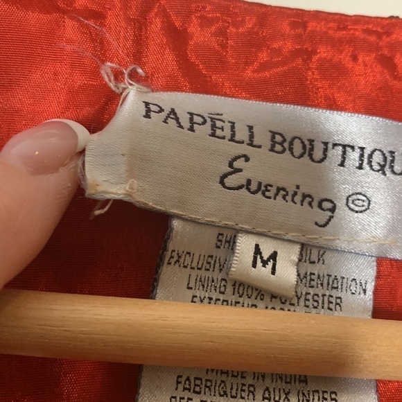 Papell Boutique || Vintage Heavily Beaded Sequin Silk Open Front Top Jacket M - Picture 4 of 17